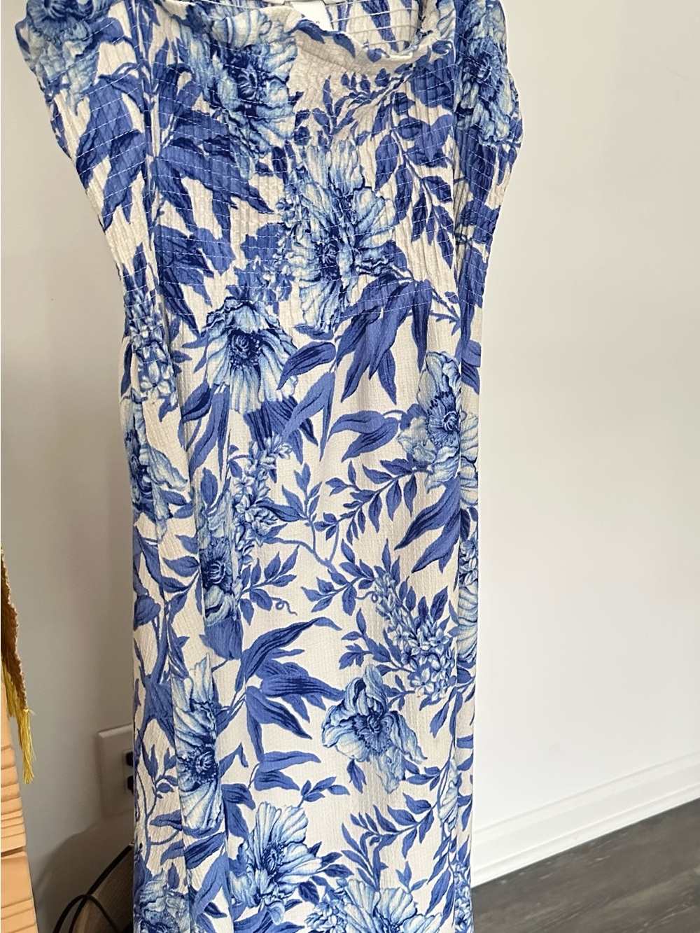 Blue Floral Smocked Tube Dress